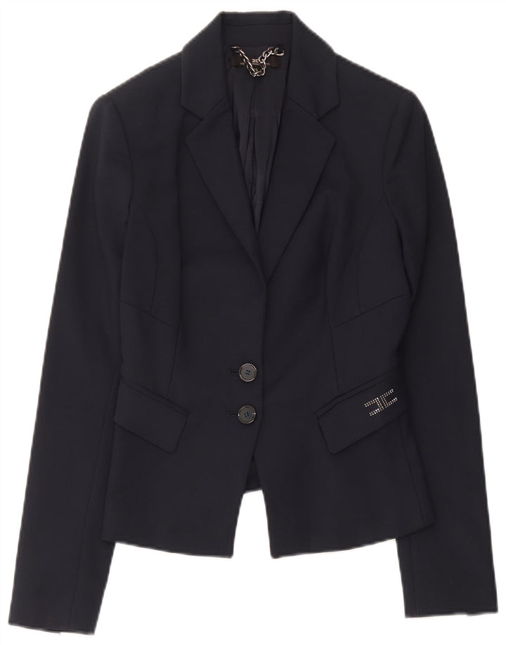 Elisabetta Franchi Chaqueta tipo blazer de 2 botones para mujer IT 42 Azul marino mediano