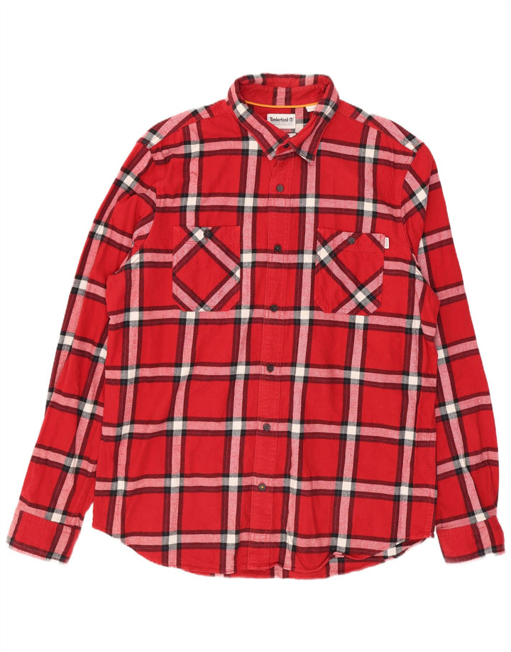 Timberland Camisa de franela de ajuste regular para hombre Algodón a cuadros rojos grandes