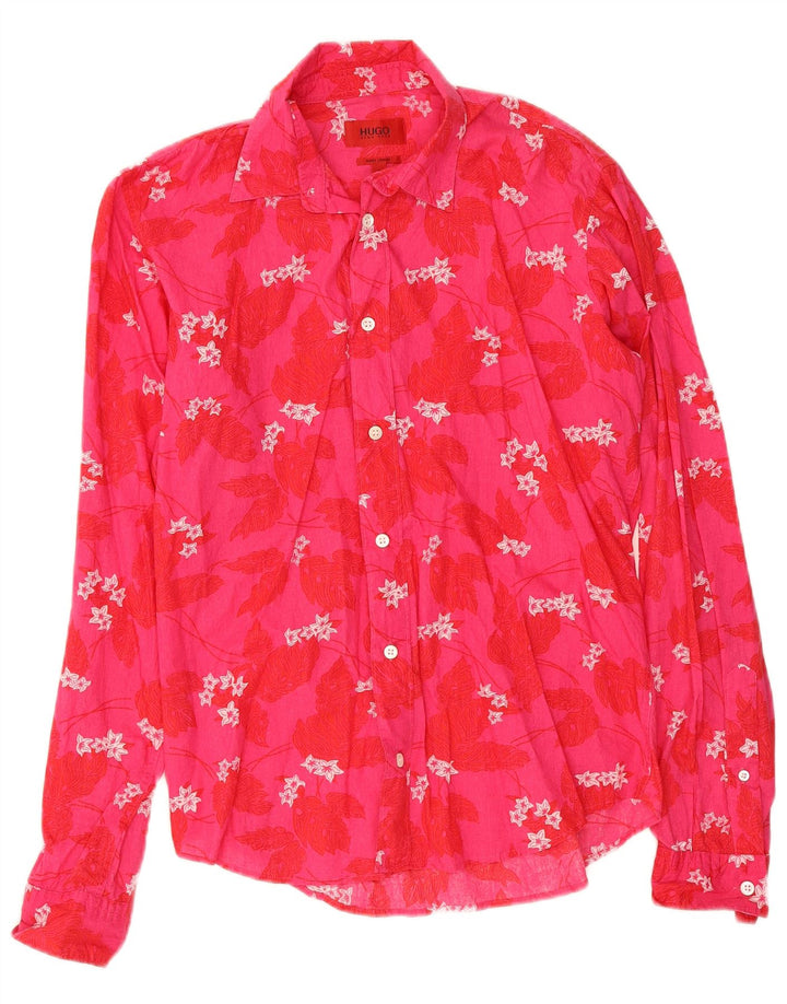 Camisa Hugo Boss Hombre Pequeña Algodón Floral Rosa