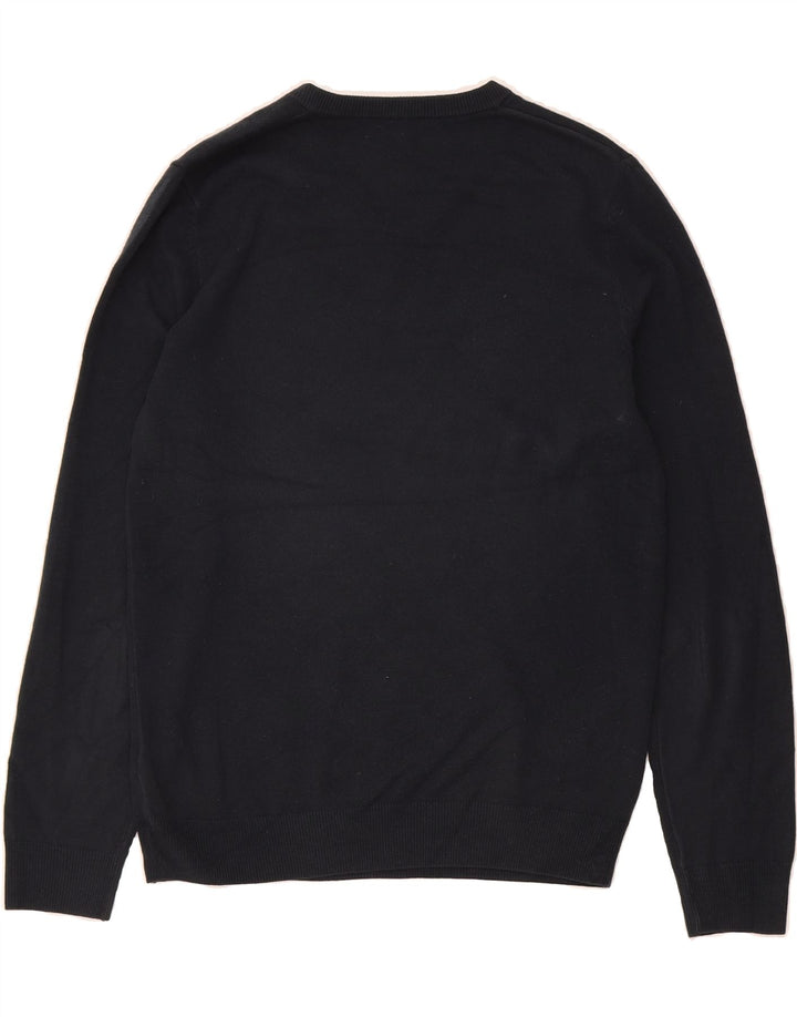 MARKS & SPENCER Mens V-Neck Jumper Sweater Medium Black Acrylic Vintage Marks & Spencer and Second-Hand Marks & Spencer from Messina Hembry 