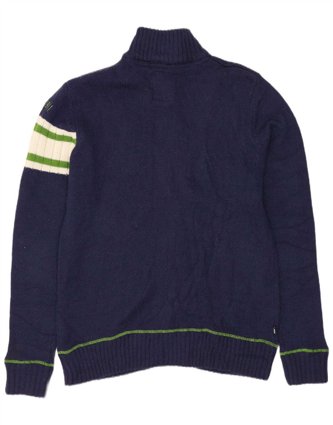 Fila Hombre Cárdigan Suéter Medio Azul Marino Colorblock Acrílico