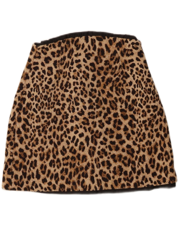 Minifalda Zara Mujer Small W26 Estampado Animal Marrón