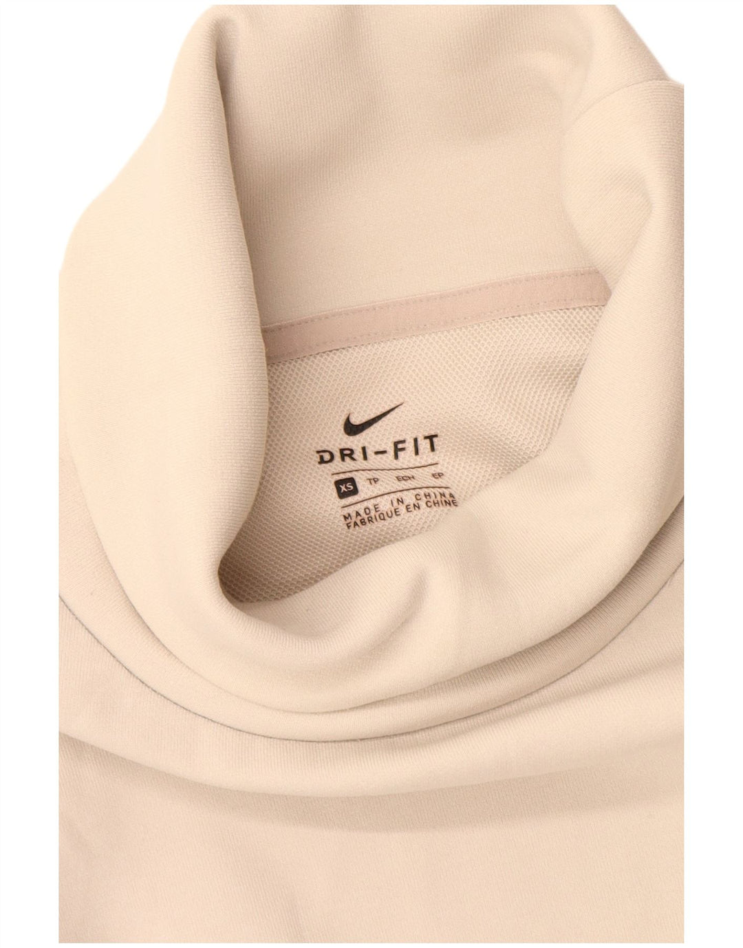 Nike Dri Fit - Sudadera extragrande con cuello vuelto para mujer, talla 6, XS, color beige