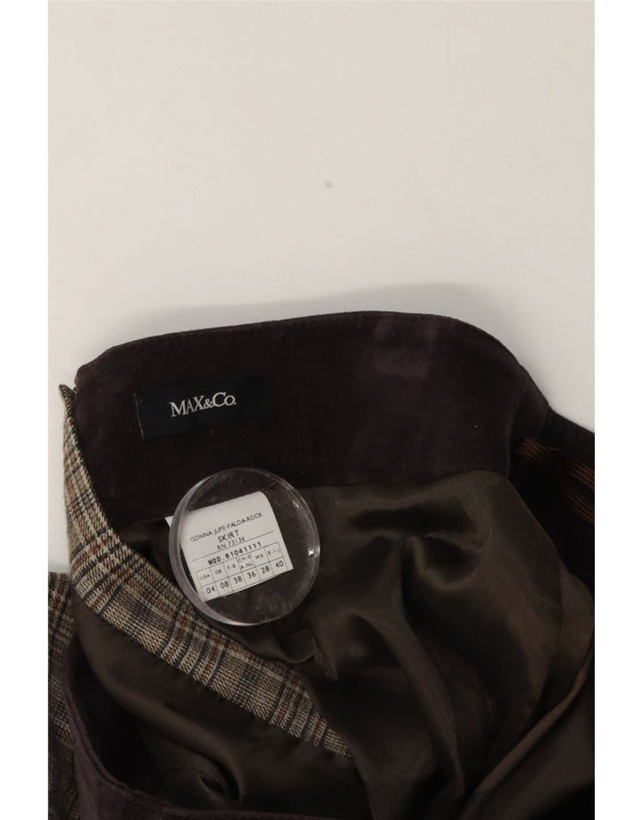 Max & Co. Minifalda para mujer UK 8 Small W28 Marrón a cuadros