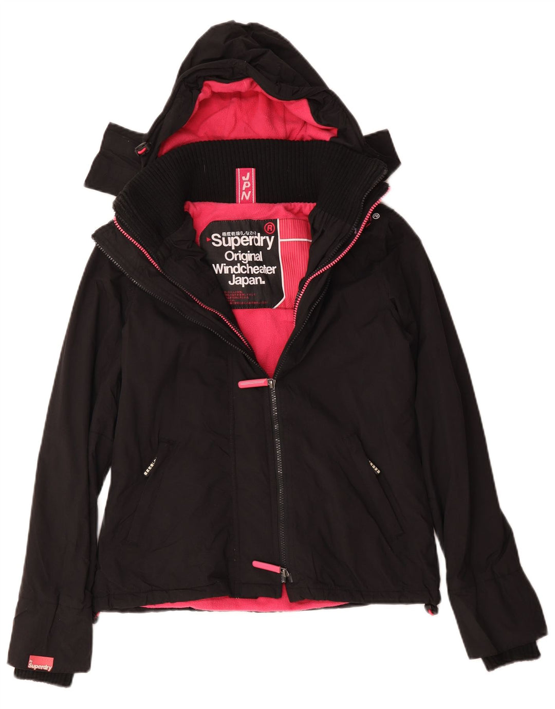 Superdry Chaqueta cortavientos con capucha Windcheater para mujer, talla 40, talla M, color negro
