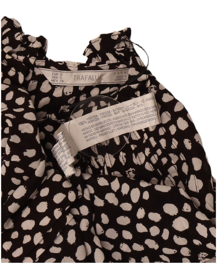 Zara Mujer Blusa Top UK 10 Small Viscosa Negra Manchada