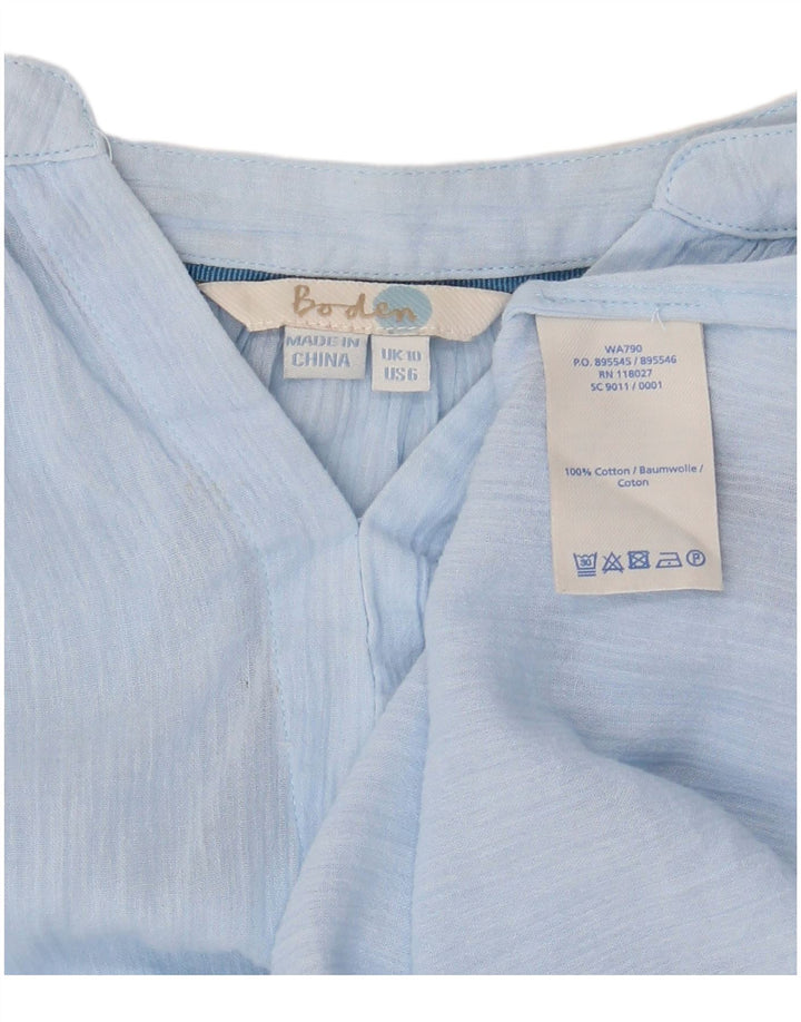 BODEN Blusa extragrande de manga larga para mujer UK 10 Small Blue Cotton