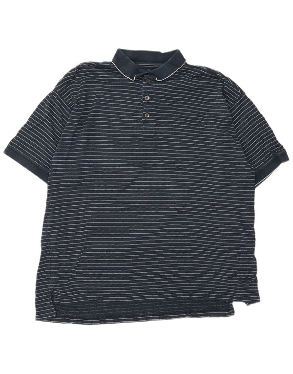 IZOD Polo para hombre de algodón a rayas azul marino grande