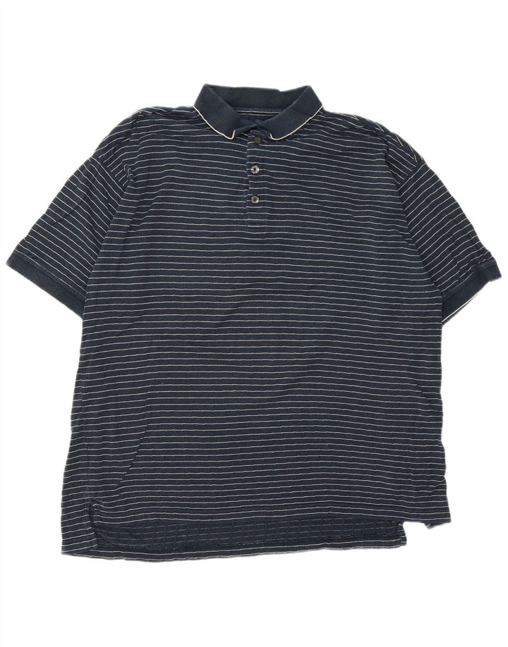 IZOD Polo para hombre de algodón a rayas azul marino grande