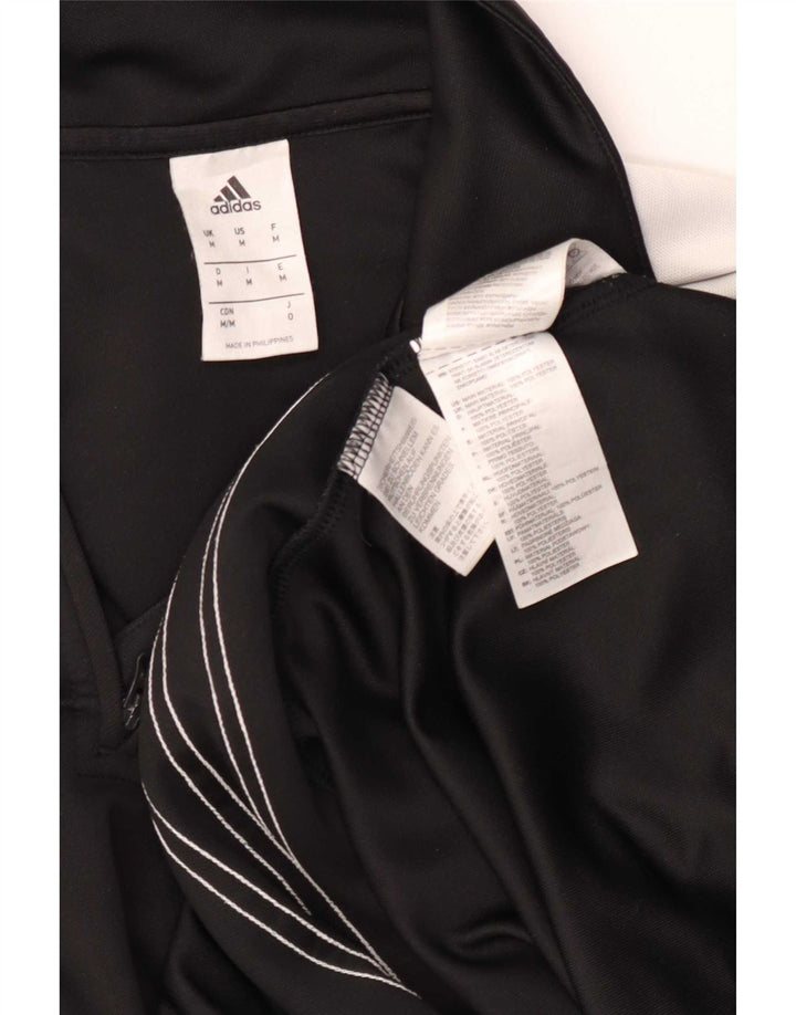 Adidas Mens Climalite Zip Neck Top Manga Larga Medio Negro Colorblock