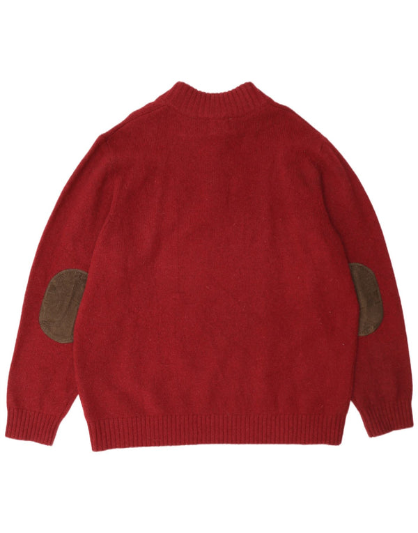 L.L.Bean - Jersey para hombre con cuello y cremallera, talla 2XL, lana burdeos