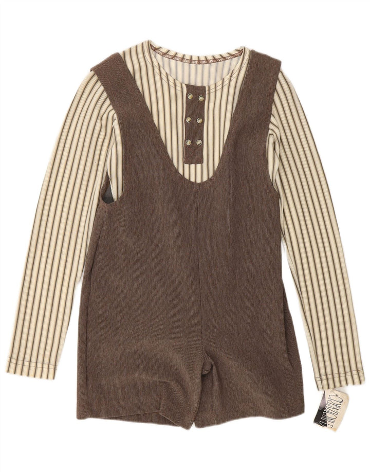 Vintage mujer 2 piezas set Reino Unido 12 marrón medio rayas