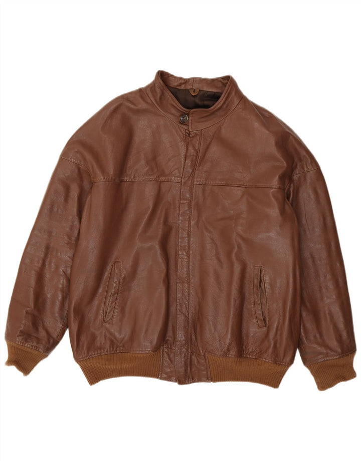 Maren Chaqueta Bomber De Cuero Para Hombre IT 54 2XL Cuero Marrón