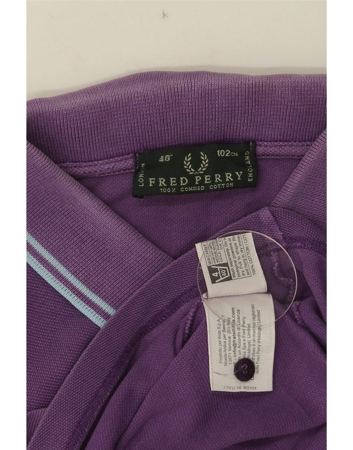 FRED PERRY Polo para hombre de algodón a rayas morado medio