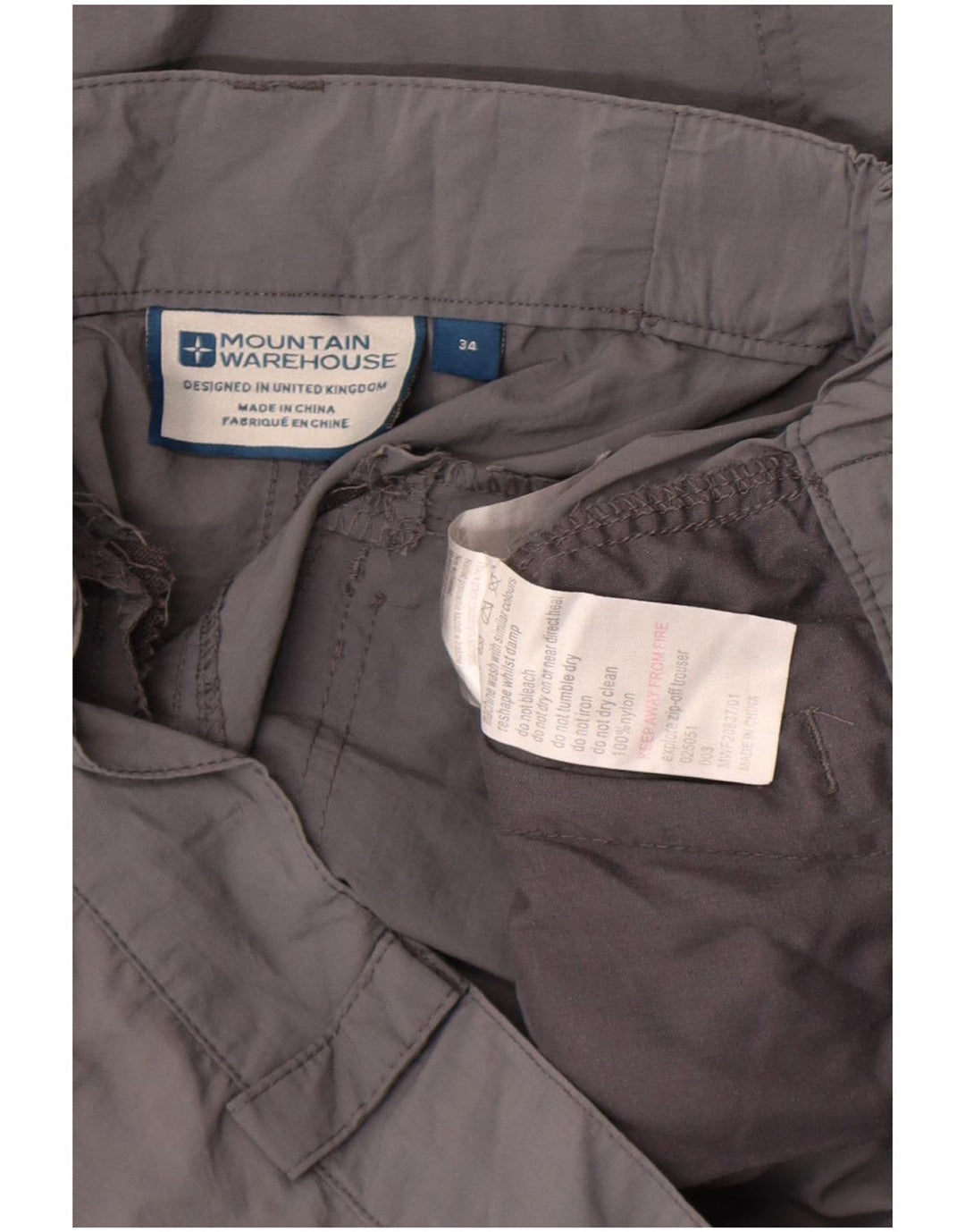 Pantalones cargo rectos para hombre de Mountain Warehouse W34 L31 Nylon gris