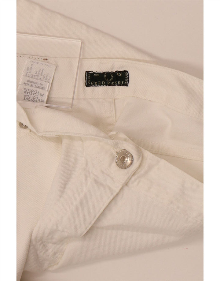 Fred Perry Jeans Capri Rectos De Talle Medio Para Mujer IT 42 Medium W27 L18 Blanco