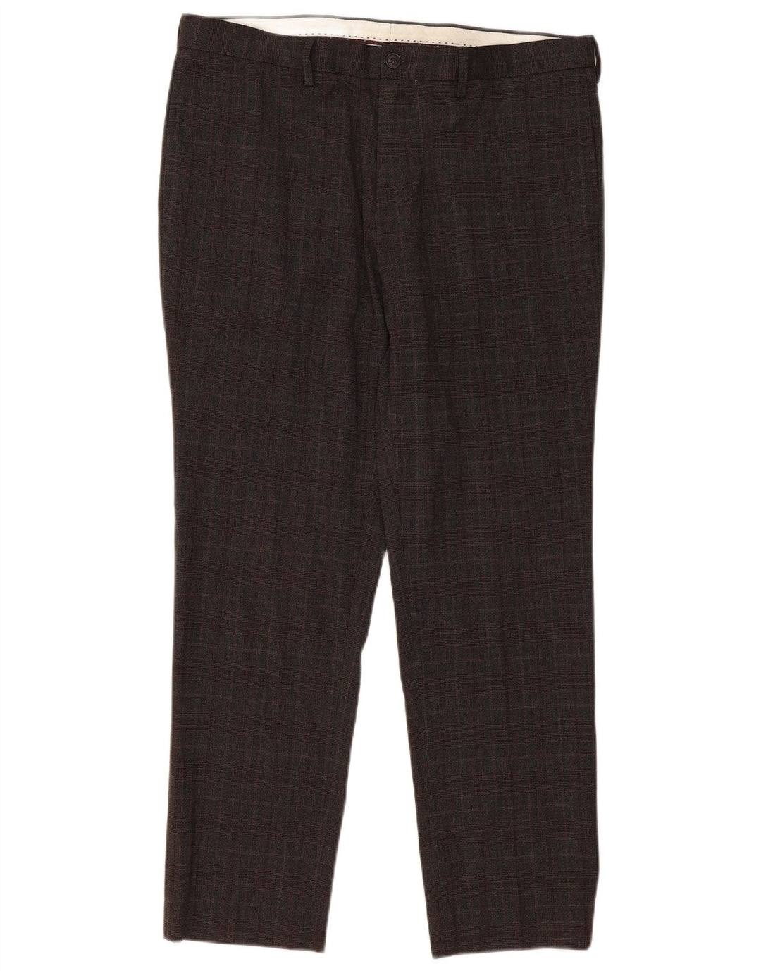 Marks & Spencer Pantalones chinos ajustados para hombre W36 L31 Poliéster a cuadros marrón