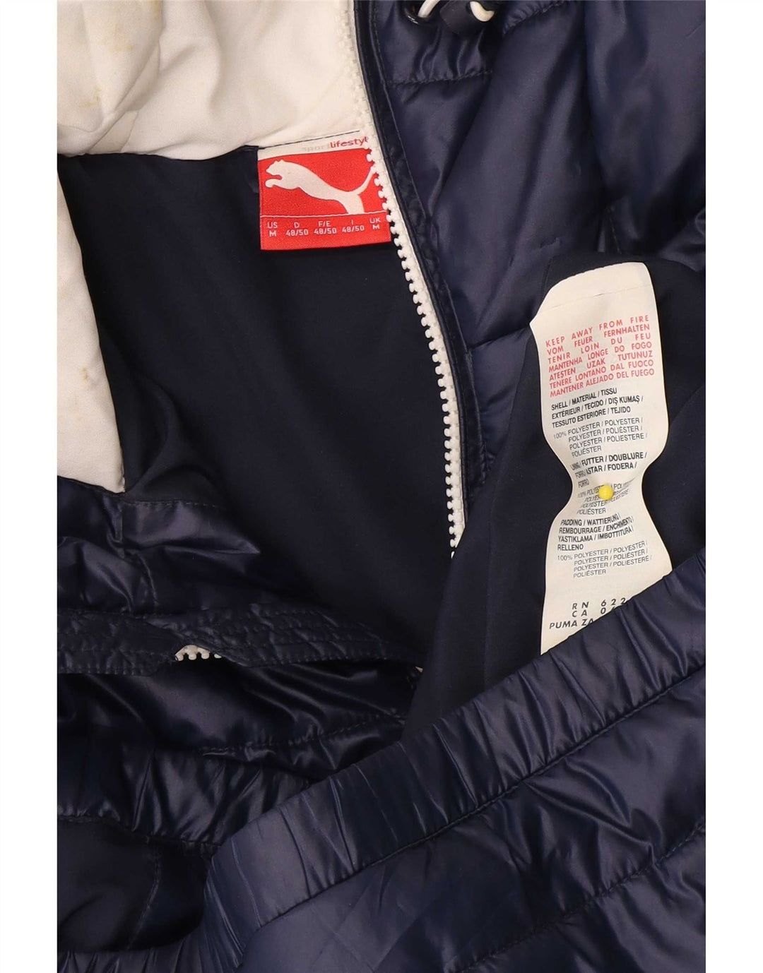 Puma Chaqueta acolchada con capucha para hombre UK 38 Medium Azul marino Poliéster