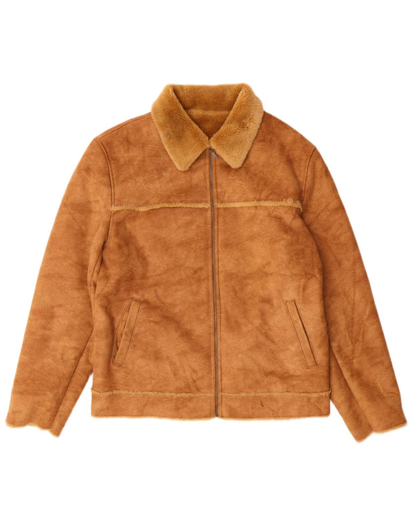 Mauritius Chaqueta de ante Sherpa para mujer UK 40 XL Marrón