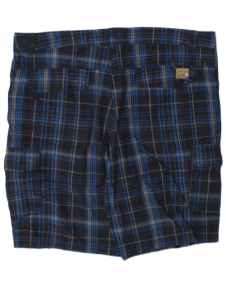 Brugi Pantalones cortos cargo para hombre IT 52 XL W36 Algodón a cuadros azul marino