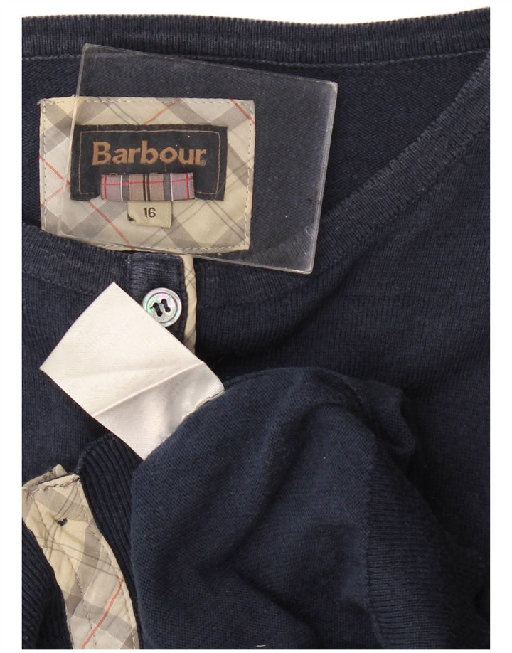 BARBOUR Suéter Cárdigan para Mujer Reino Unido 16 Grande Algodón Azul Marino