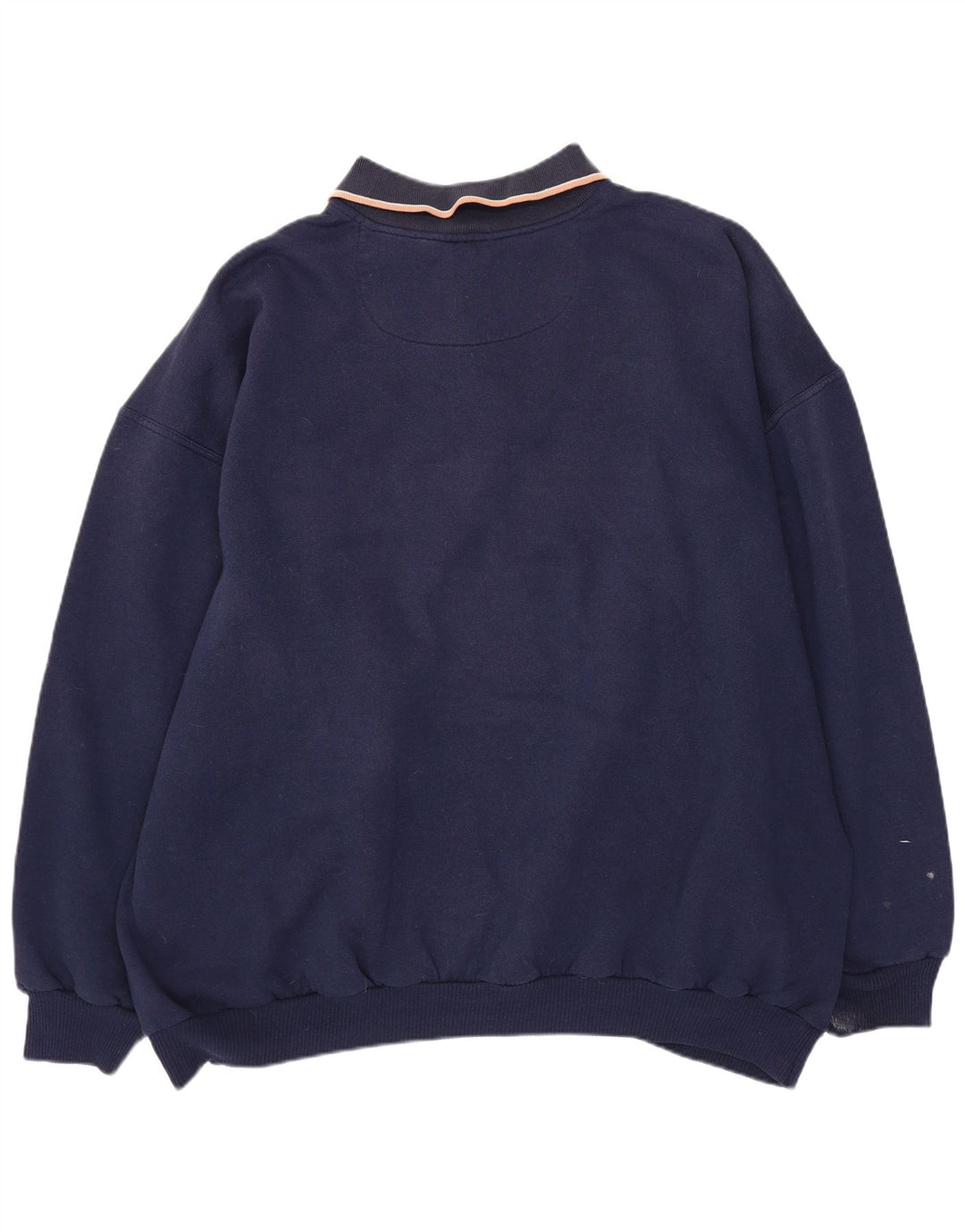 Vintage hombres polo cuello sudadera jumper XL azul marino colorblock poliéster