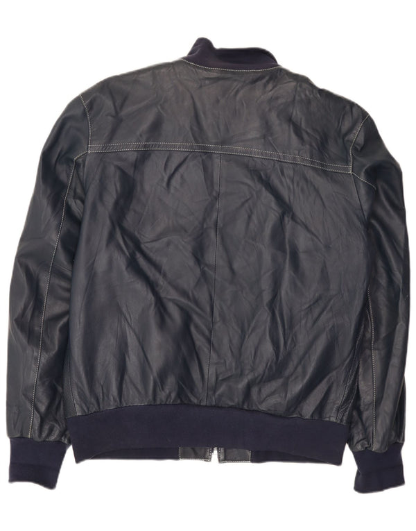 Harmont & Blaine Chaqueta de cuero para hombre UK 40 Large Cuero azul marino