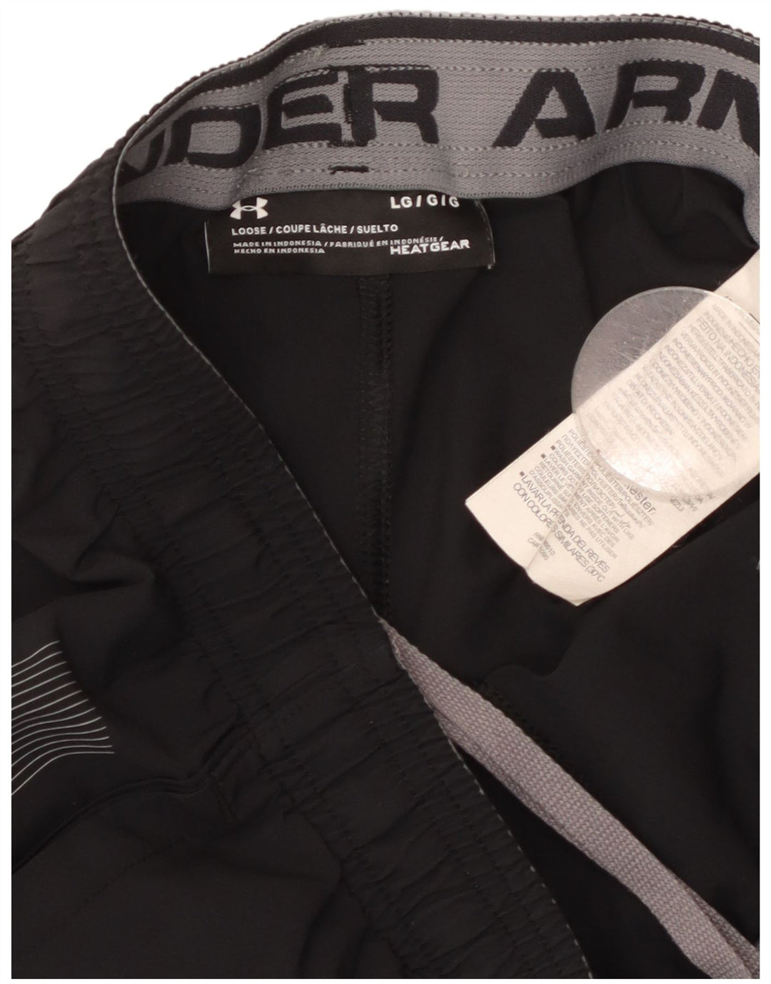 UNDER ARMOUR Pantalones cortos deportivos con estampado Heat Gear para hombre, poliéster negro grande