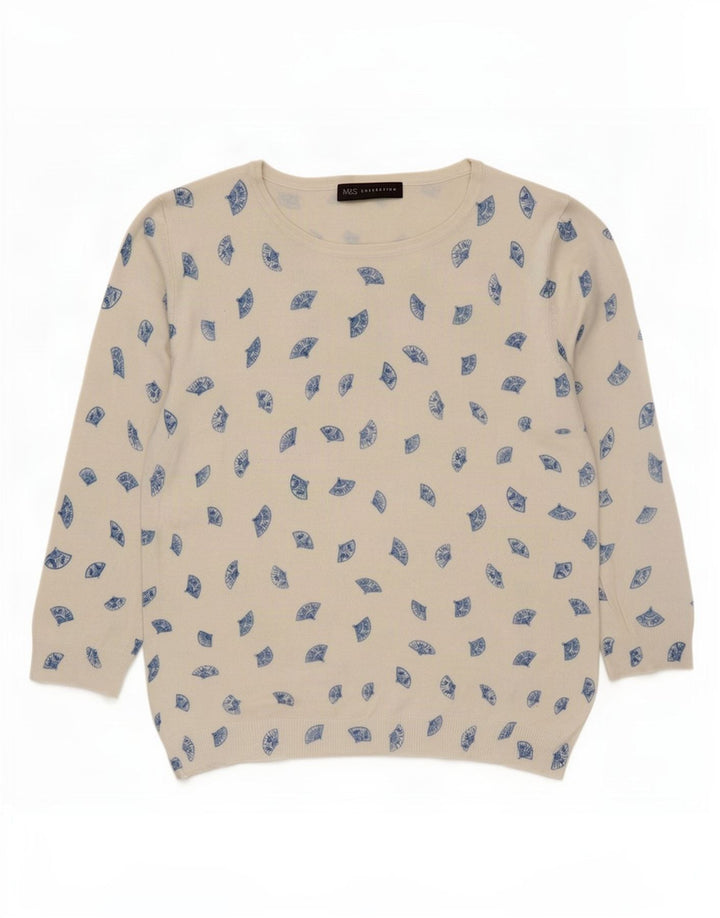 Marks & Spencer Suéter con Cuello Barco y Patrón Abstracto para Mujer UK 42 Medi