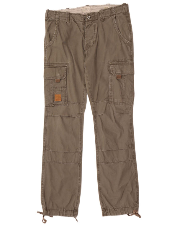 Jack & Jones Mens Joggers Cargo Pantalones W33 L34 Algodón gris