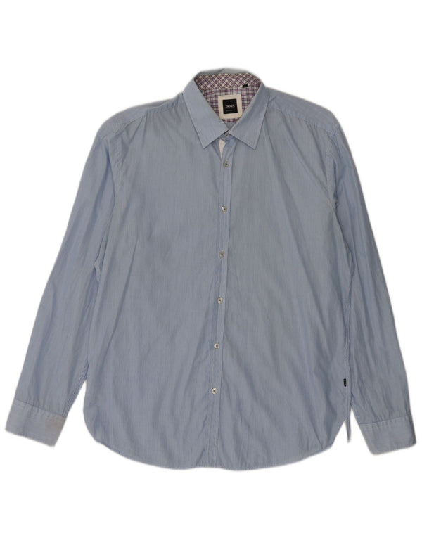 Camisa Hugo Boss Hombre Regular Fit XL Algodón Rayas Azules