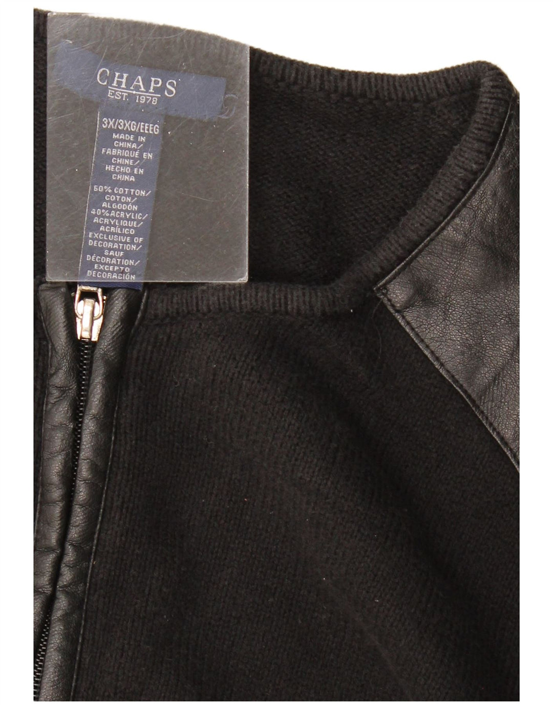 CHAPS Suéter tipo cárdigan para mujer UK 22 3XL Algodón negro