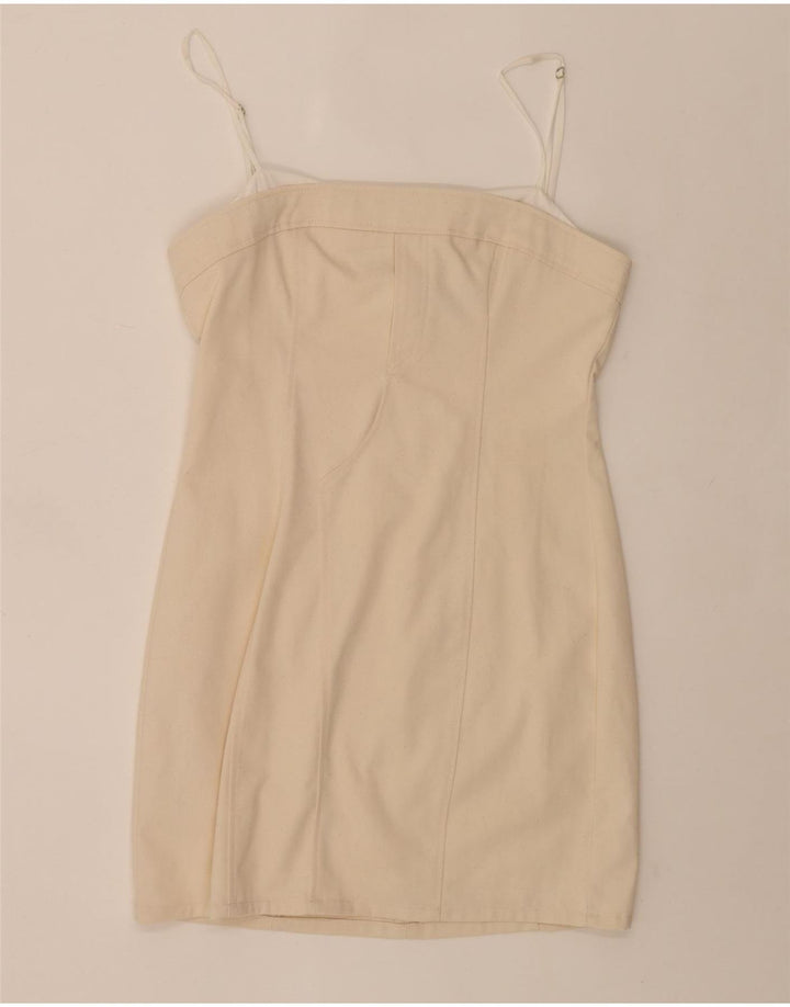 ZARA Womens Slip Dress UK 12 Medium Off White Cotton