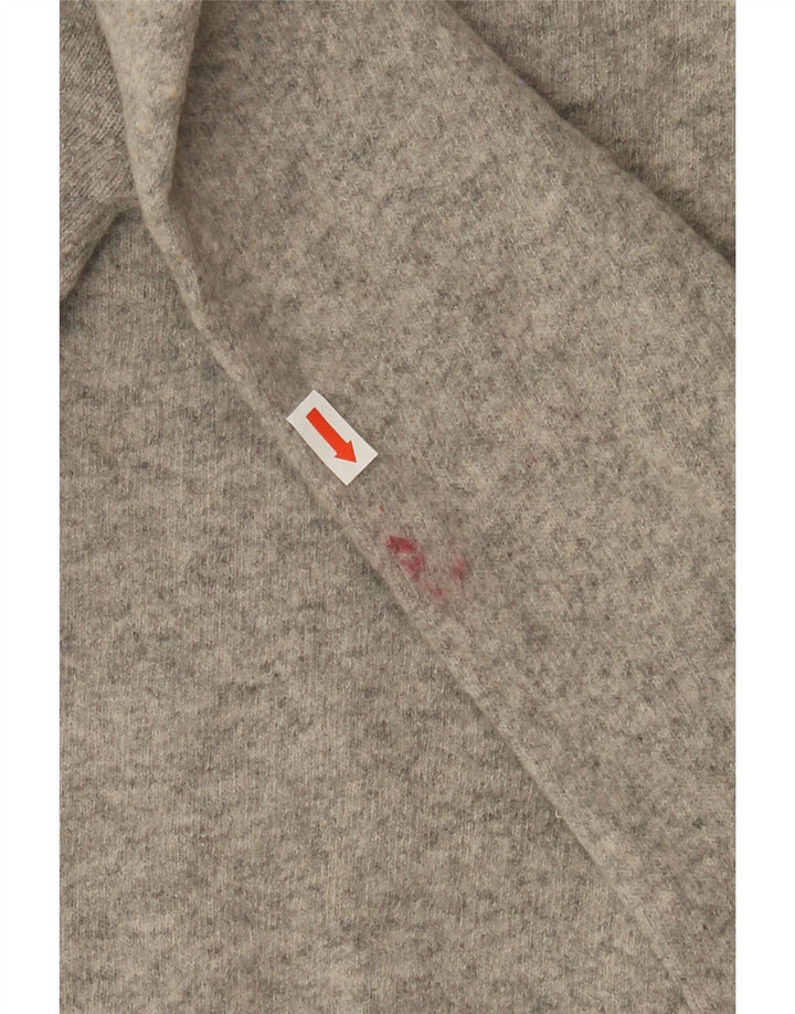 BENETTON Jersey con cuello en V para mujer UK 40 XL Lana de cordero gris