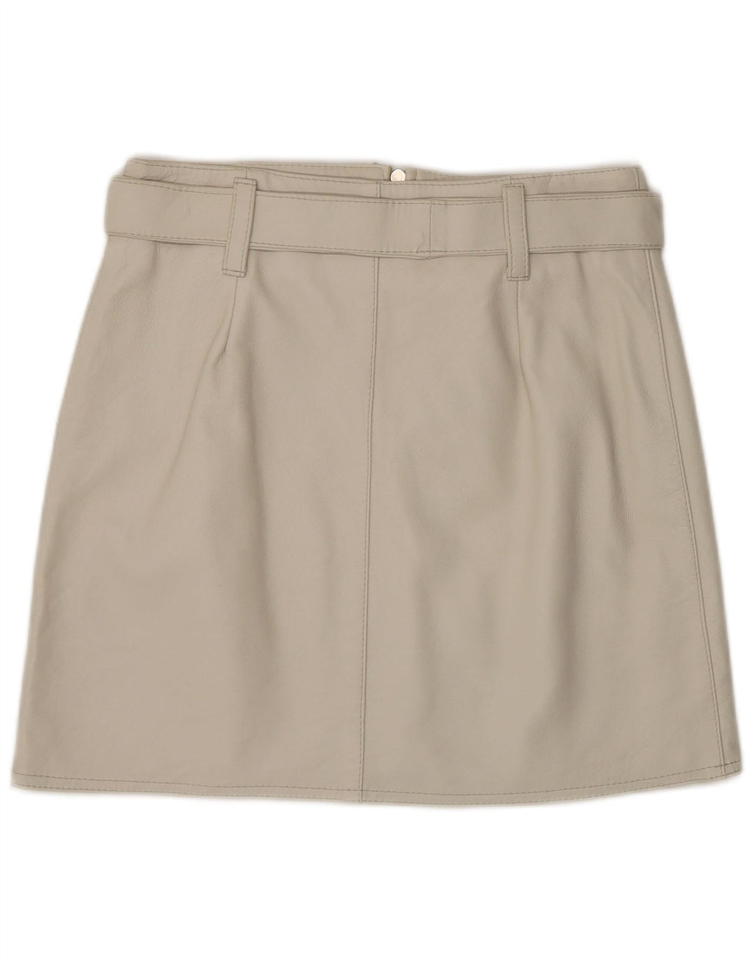 VINTAGE Falda de cuero para mujer IT 44 Medio W28 Cuero gris