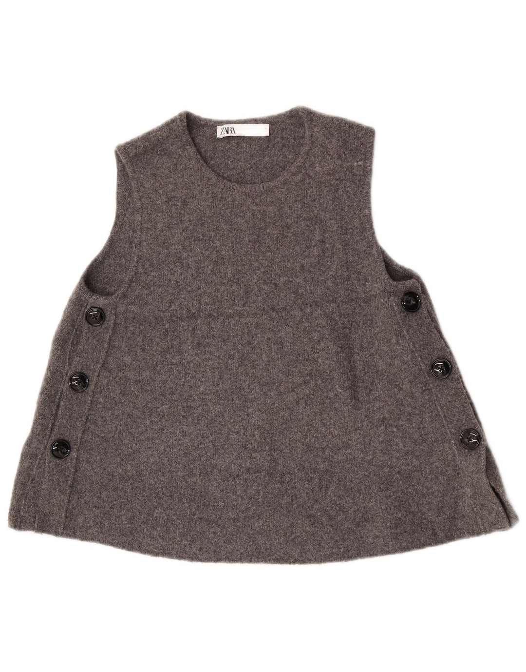 Zara Mujer Chaleco Tank Top UK 10 Small Gris Lana