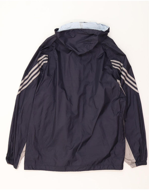 ADIDAS Chaqueta impermeable con capucha para hombre UK 38/40 Medium Azul marino Colorblock