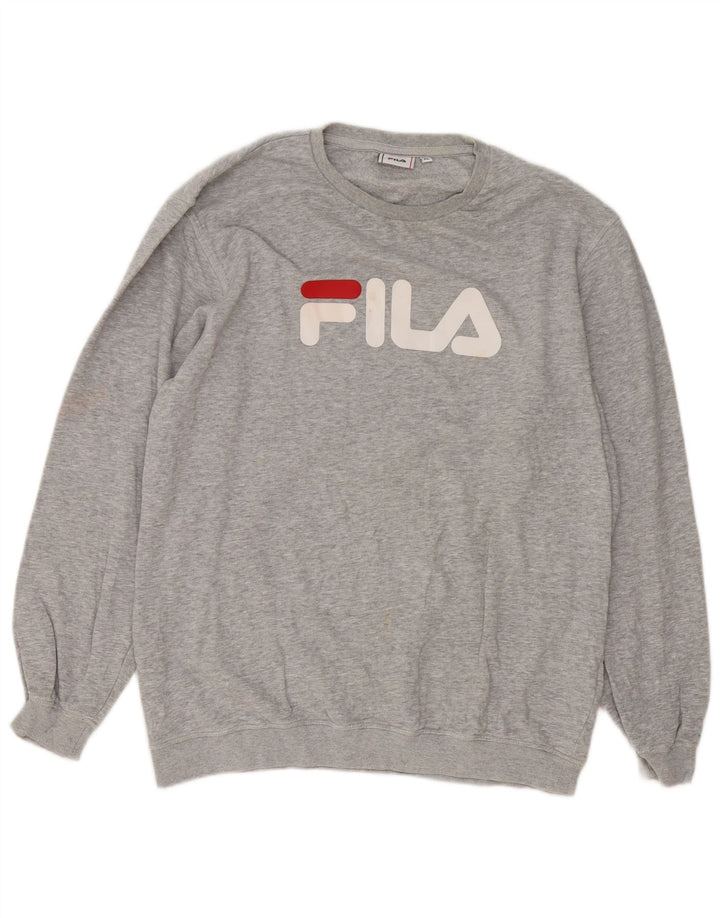 Fila Hombre Sudadera Gráfica Jumper XL Algodón Moteado Gris