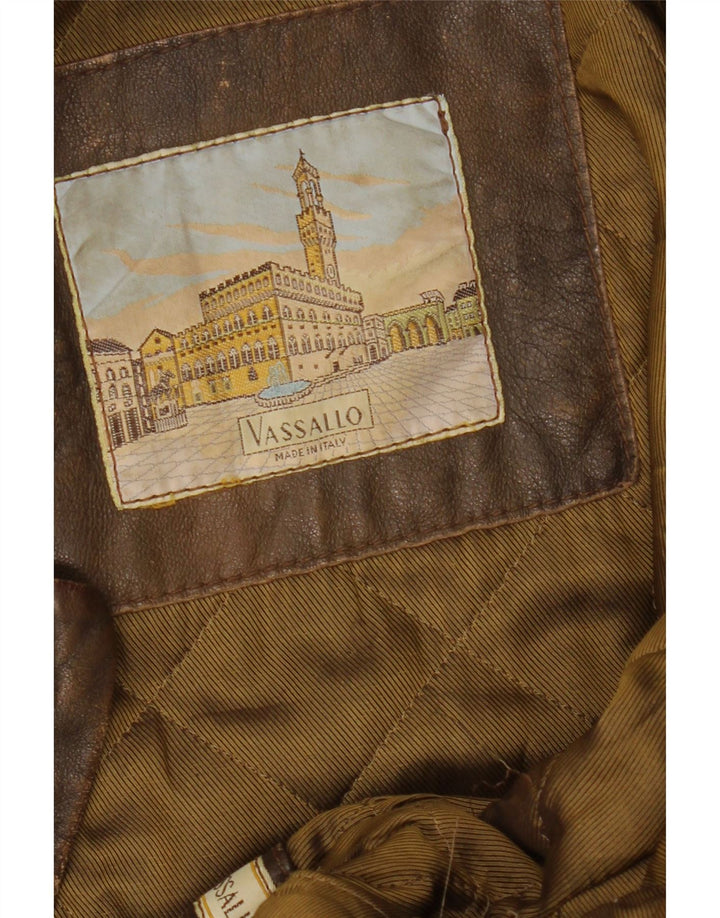 Chaqueta de cuero vintage para hombre IT 50 cuero marrón grande