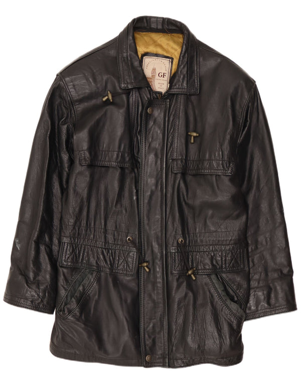 FLORENCE Chaqueta de cuero para hombre UK 40 Grande Cuero negro