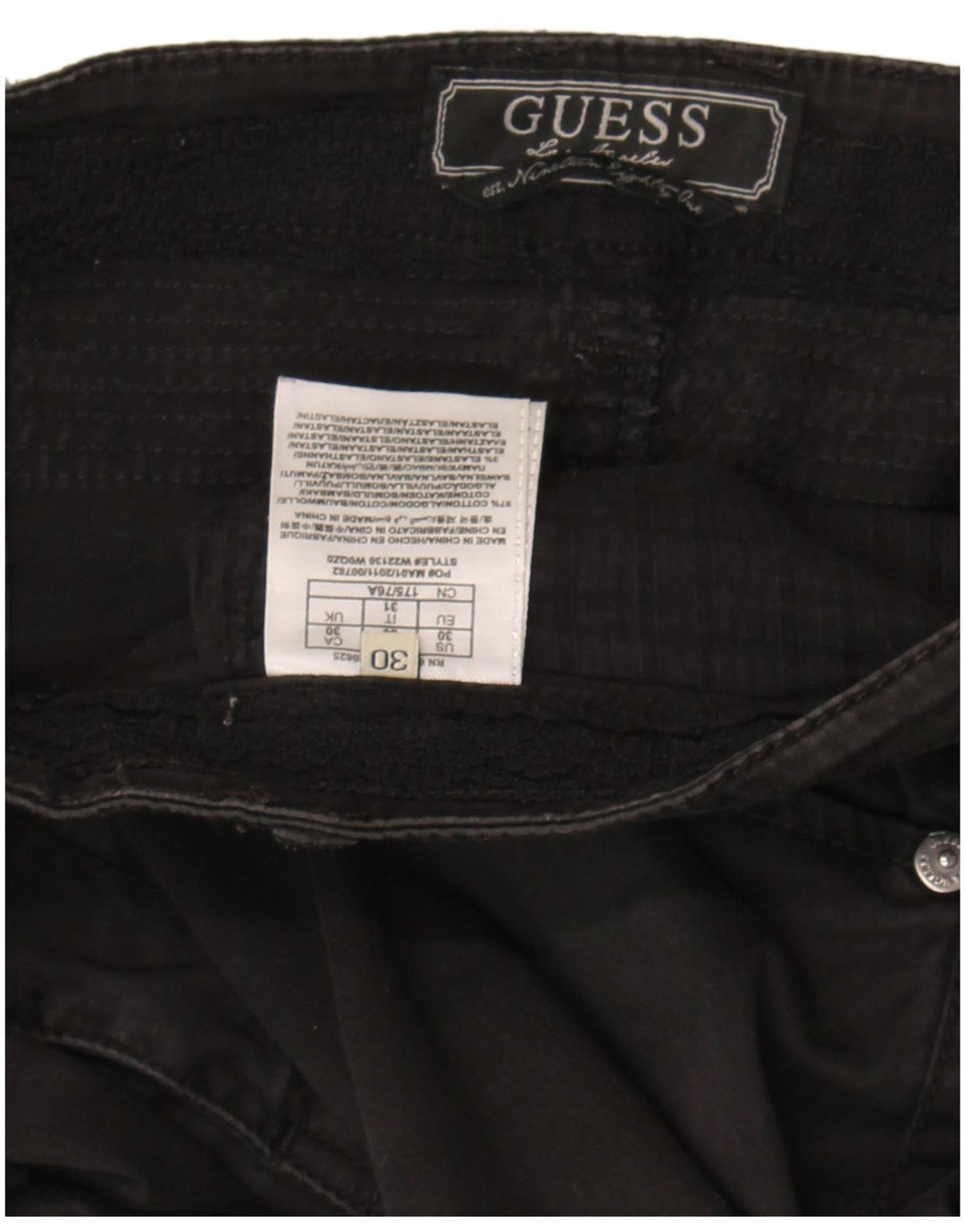 Pantalones Cortos Guess Mujer W30 L25 Algodón Negro