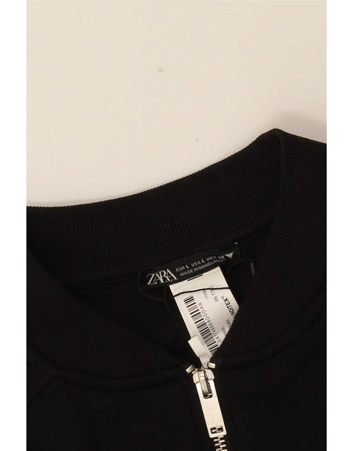 Zara Chaqueta Bomber para Mujer UK 46 Grande Algodón Negro