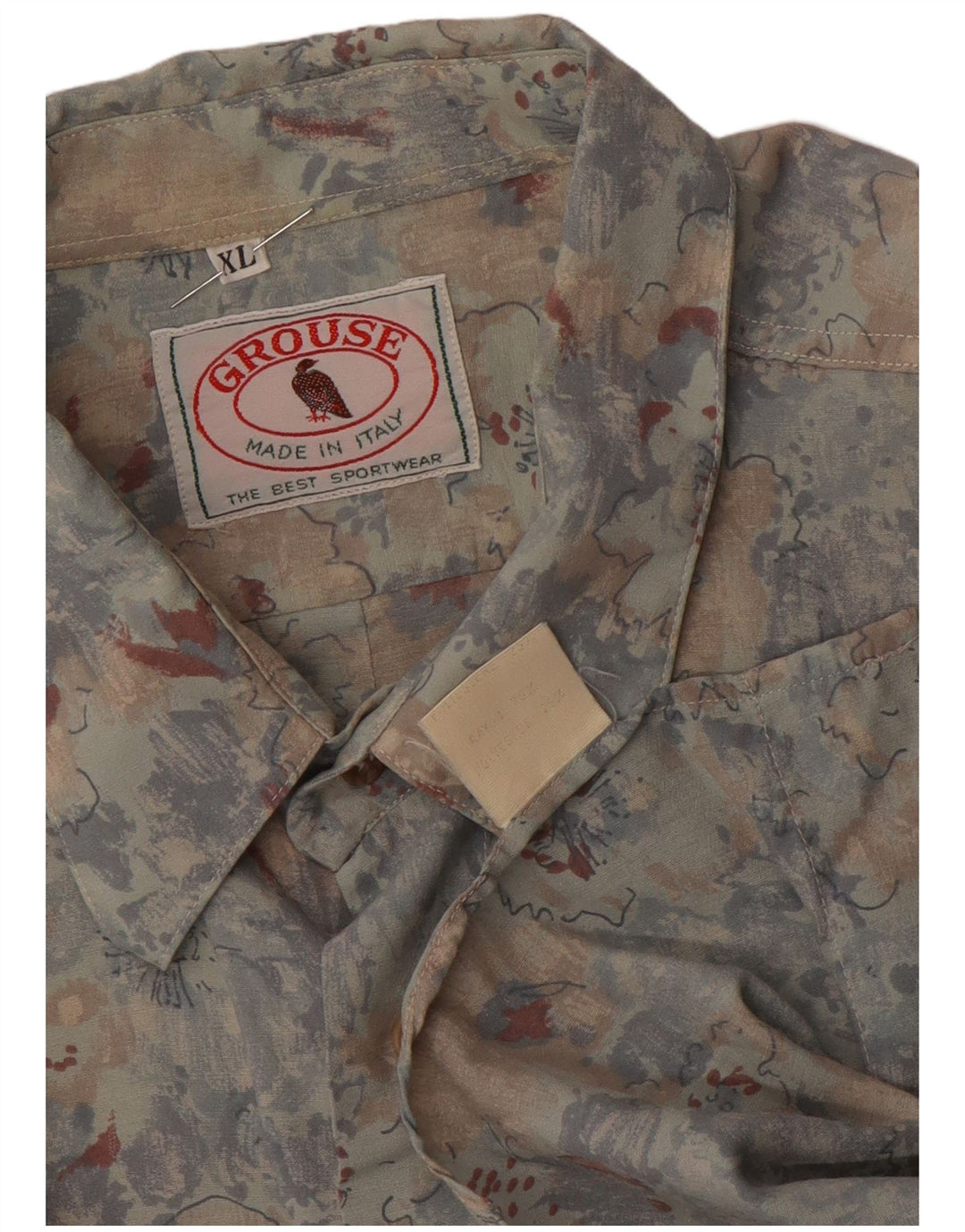 VINTAGE Camisa de manga corta para hombre XL Rayón floral multicolor