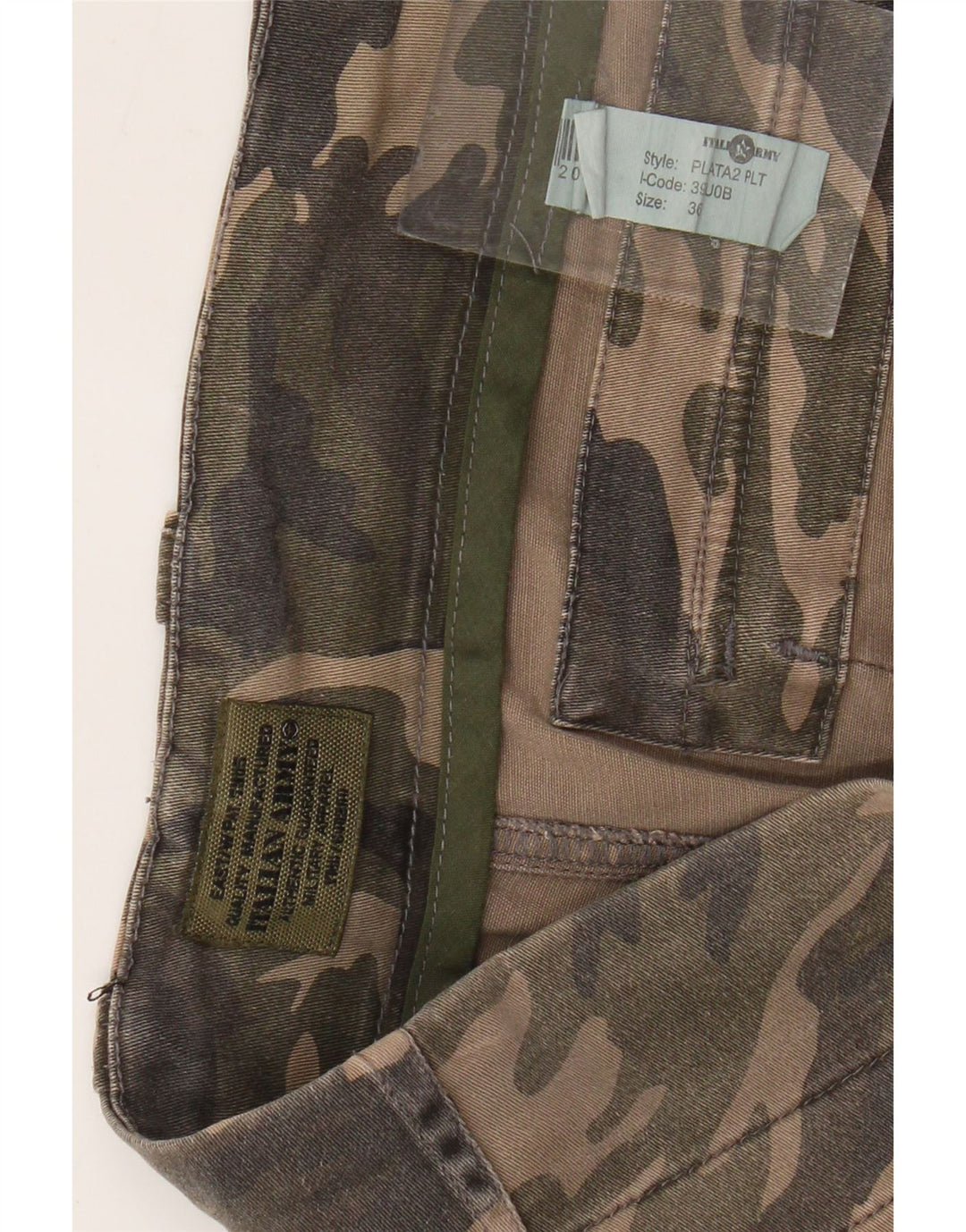 VINTAGE Pantalones cortos cargo para hombre W36 Algodón de camuflaje caqui grande