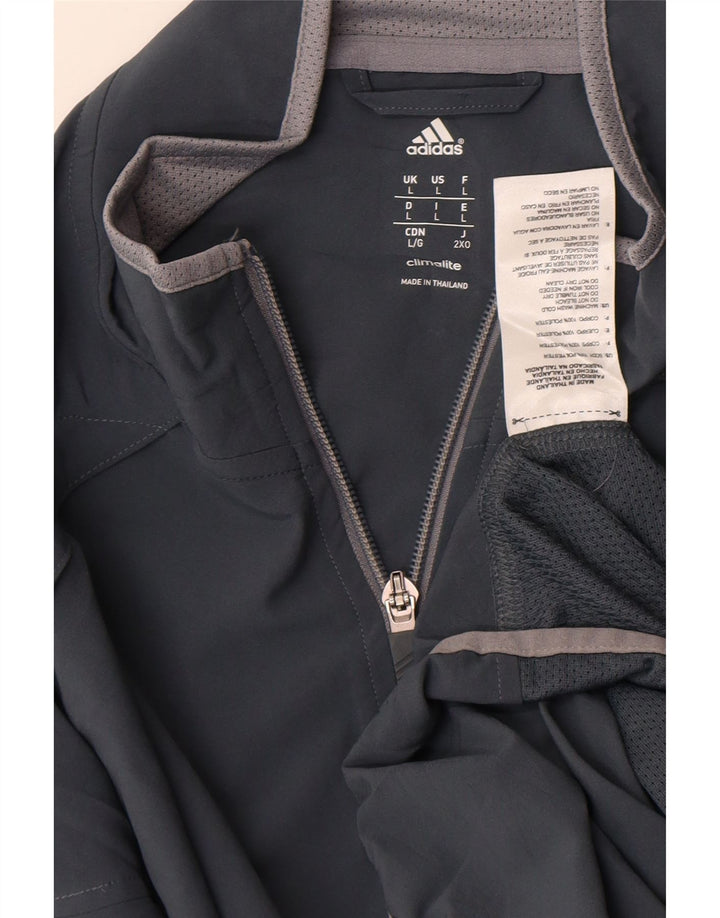 Adidas Mens Climalite Chándal Top Chaqueta Grande Gris Poliéster