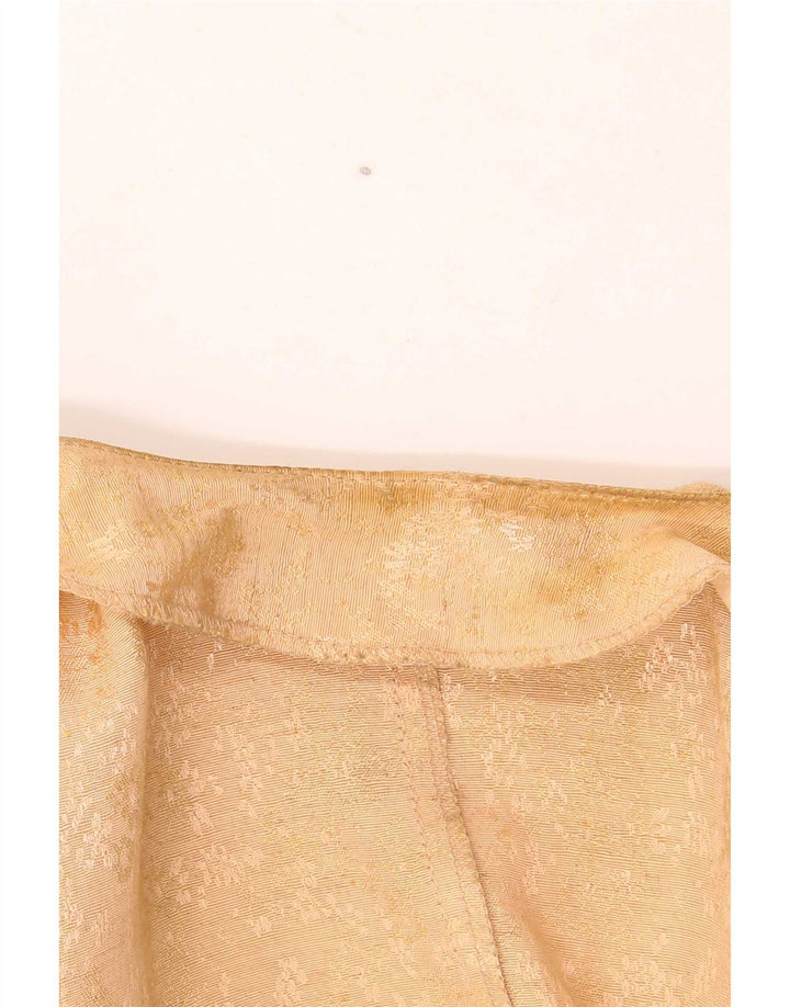 Vintage mujer manga corta Blazer chaqueta Reino Unido 14 medio beige floral