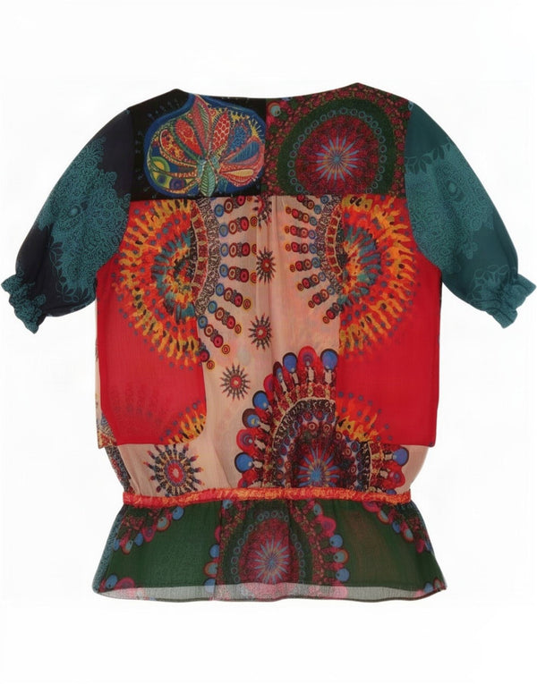 Desigual Blusa transparente para mujer UK 46 Large Paisley multicolor