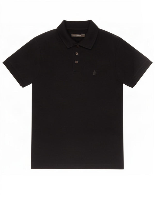 French Connection Polo para hombre pequeño de algodón negro