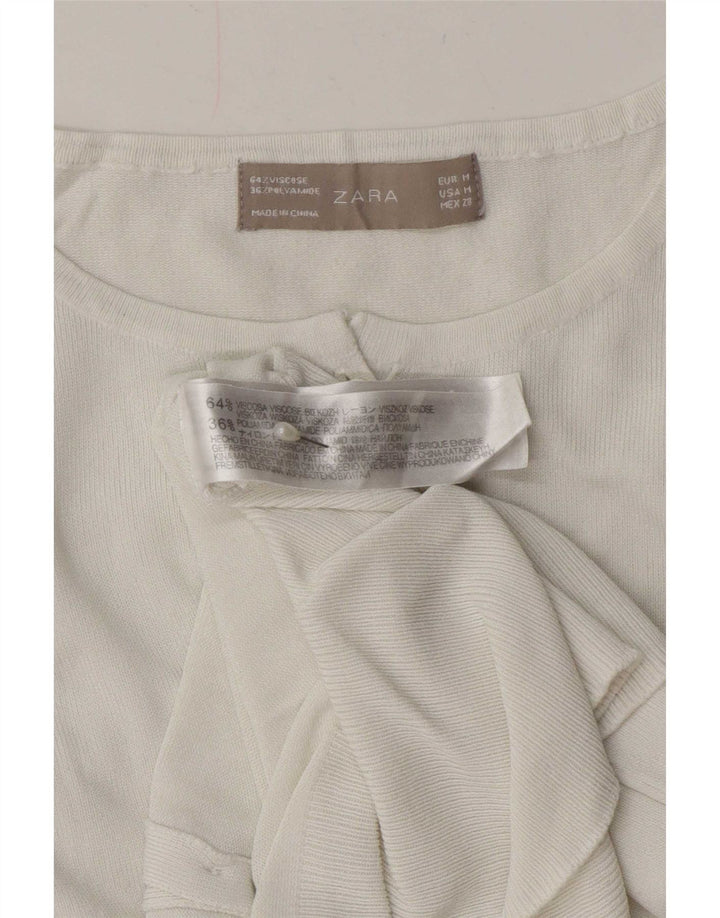 Zara - Cárdigan para mujer, talla 42, viscosa blanca mediana