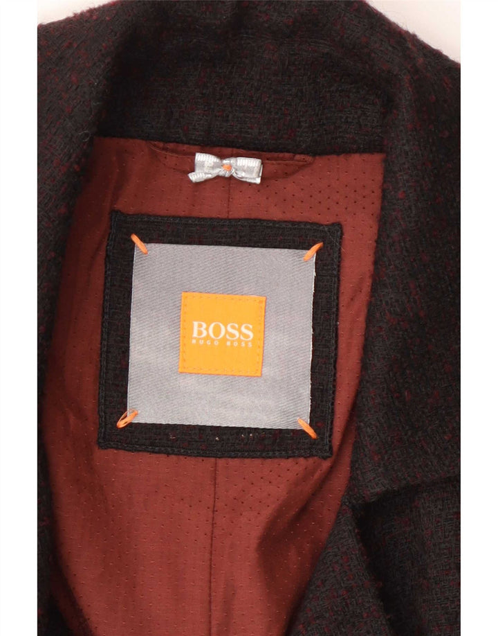 Hugo Boss Abrigo cruzado para mujer UK 12 Marrón medio Geométrico